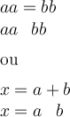 
\documentclass[12pt]{article}
  \pagestyle{empty}
  \setlength{\parindent}{0pt}

\begin{document}
  $aa = bb$

  $aa \phantom{=} bb$

\medskip
ou
\medskip

  $x = a + b$

  $x = a \phantom{=} b$
\end{document}
