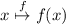 
\documentclass{article}
\usepackage[body={8cm,8cm}]{geometry}
\usepackage{lmodern}
%\usepackage{mathtools}
\pagestyle{empty}
\begin{document}
\[
x \stackrel{f}{\mapsto} f(x)
\]
\end{document}
