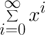 
\documentclass{article}
  \pagestyle{empty}

\begin{document}
\Huge
\[ \sum_{i=0}^{\infty} x^i \]
\end{document}
