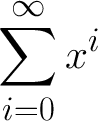 
\documentclass{article}
  \usepackage{amsmath}
  \pagestyle{empty}

\begin{document}
\Huge
\[ \sum_{i=0}^{\infty} x^i \]
\end{document}
